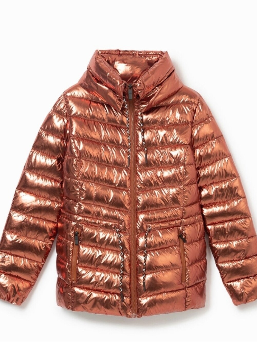 Desigual Metallic Bronze Puffer Jacket – Size L - New Without Tag